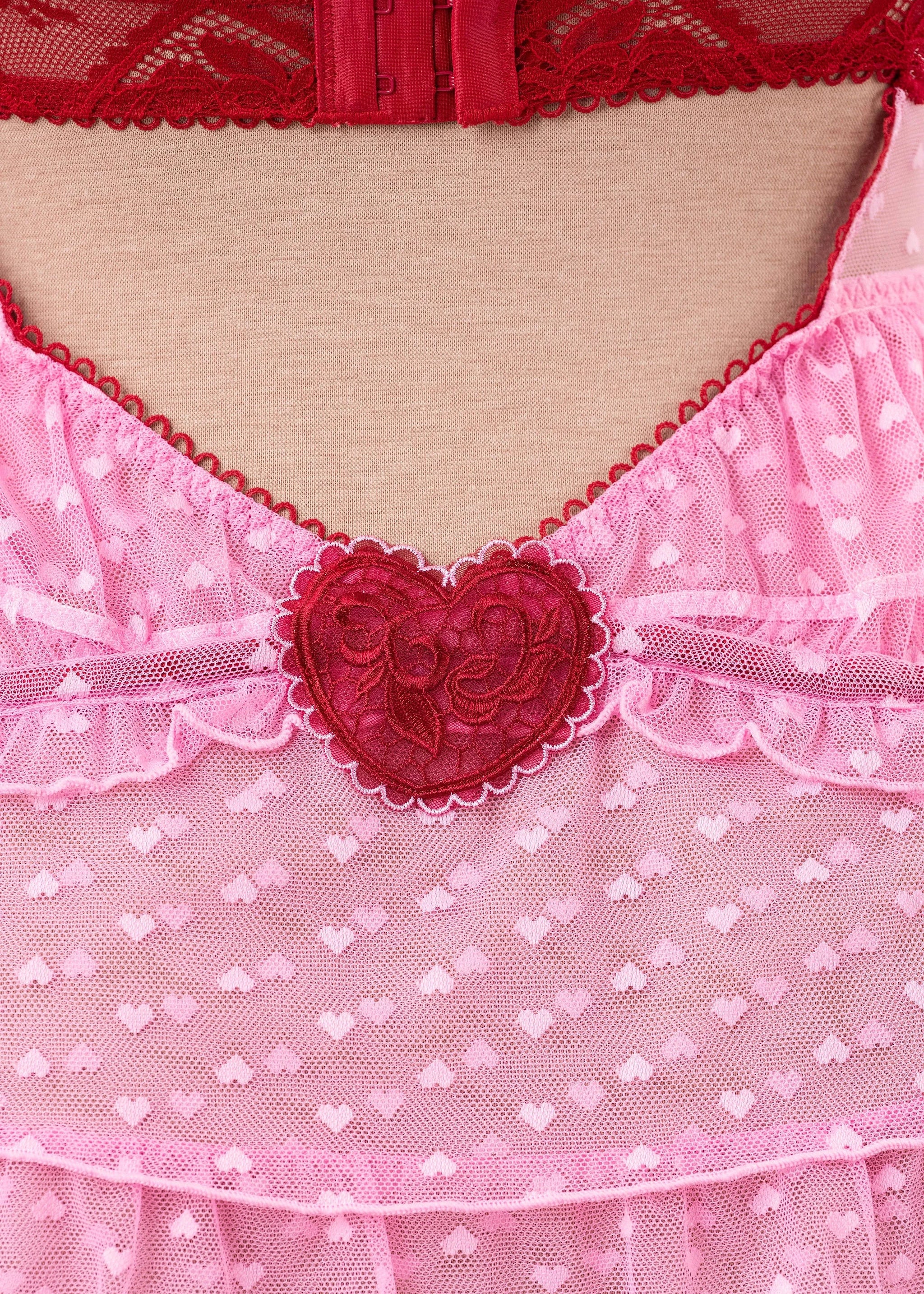 Lacy Underwire Ruched Babydoll - Red - Image 7