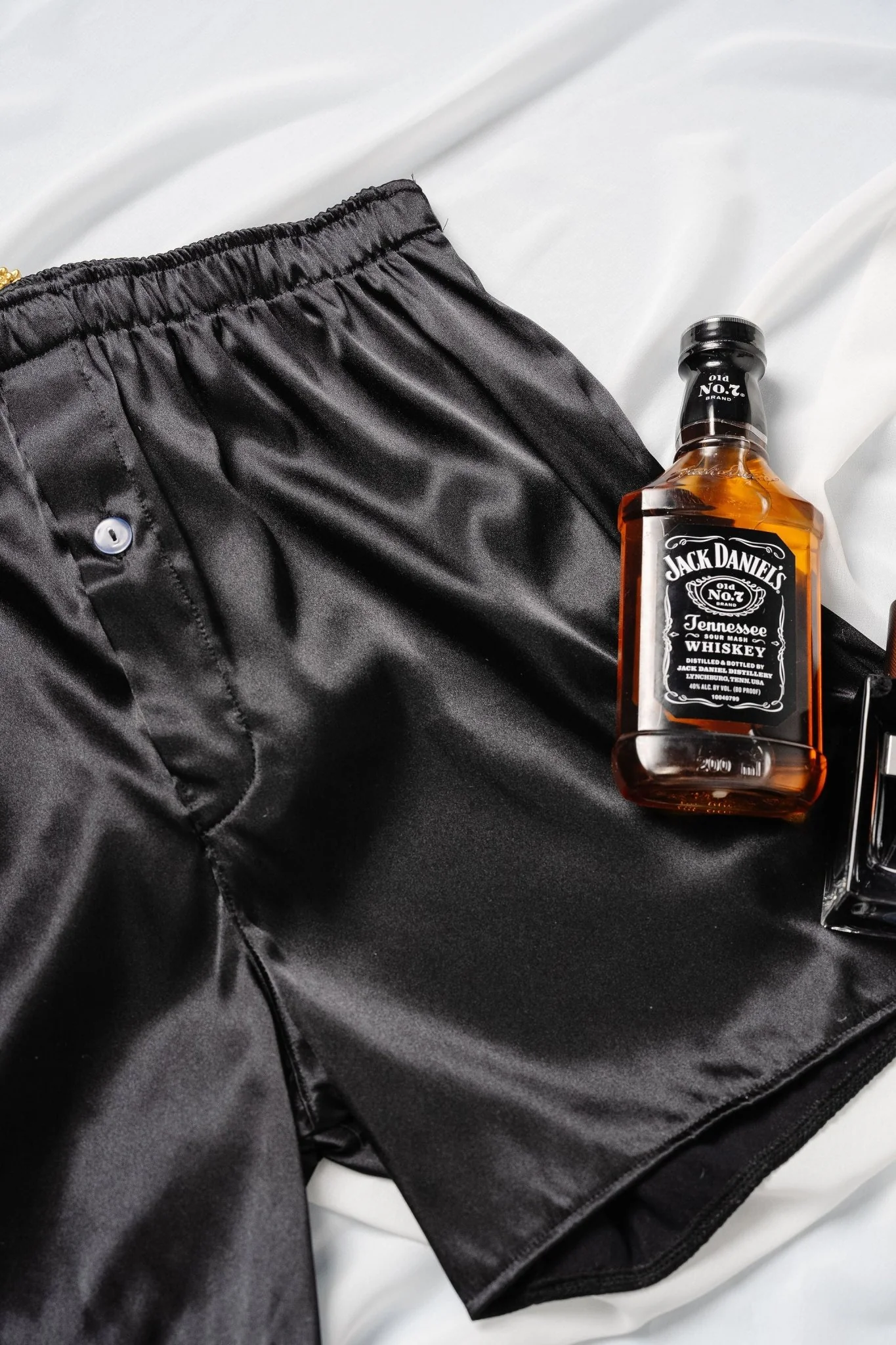 Men's Satin Boxer - Black - Image 7