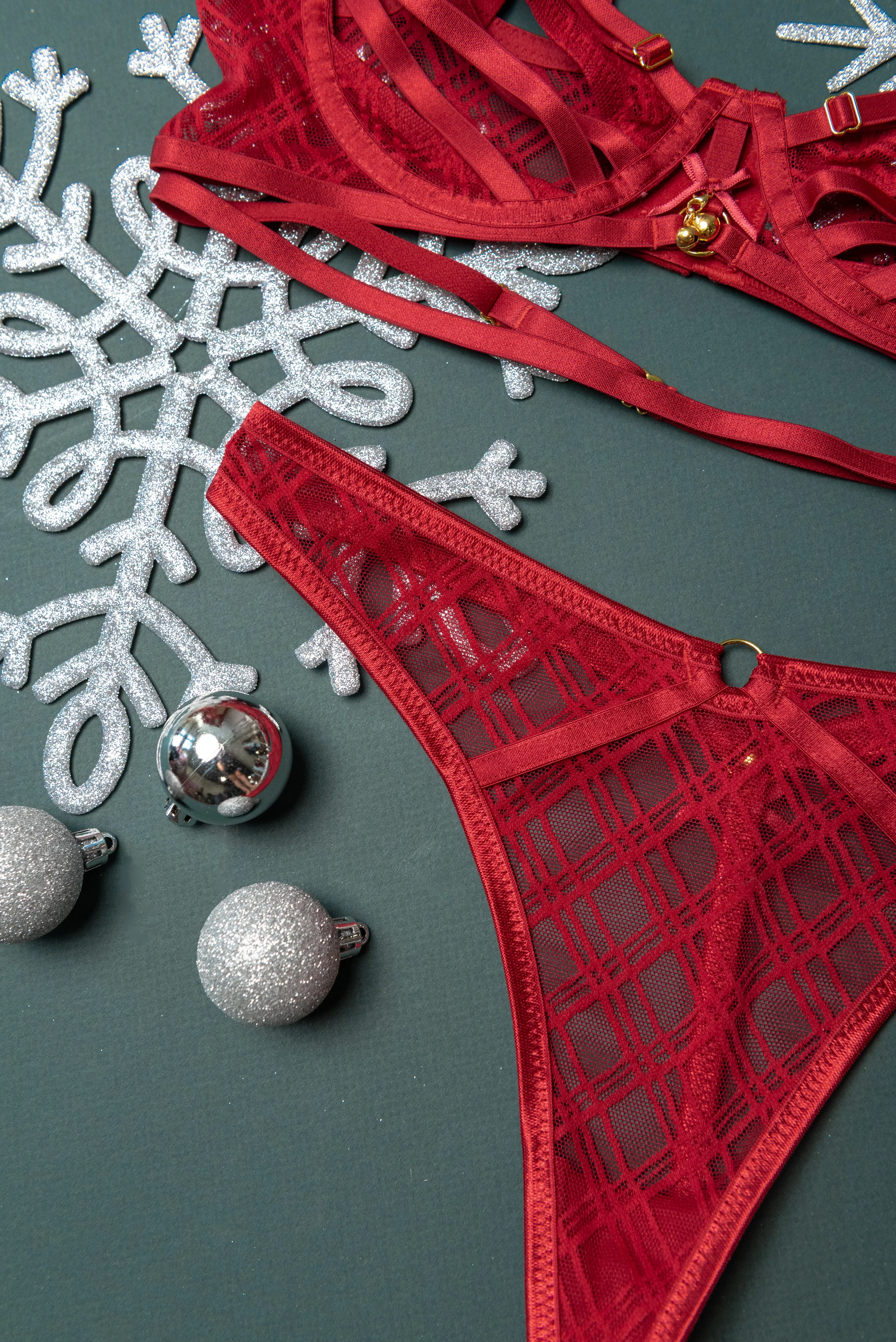 Midrise Mesh Charm Thong - Red - Image 10