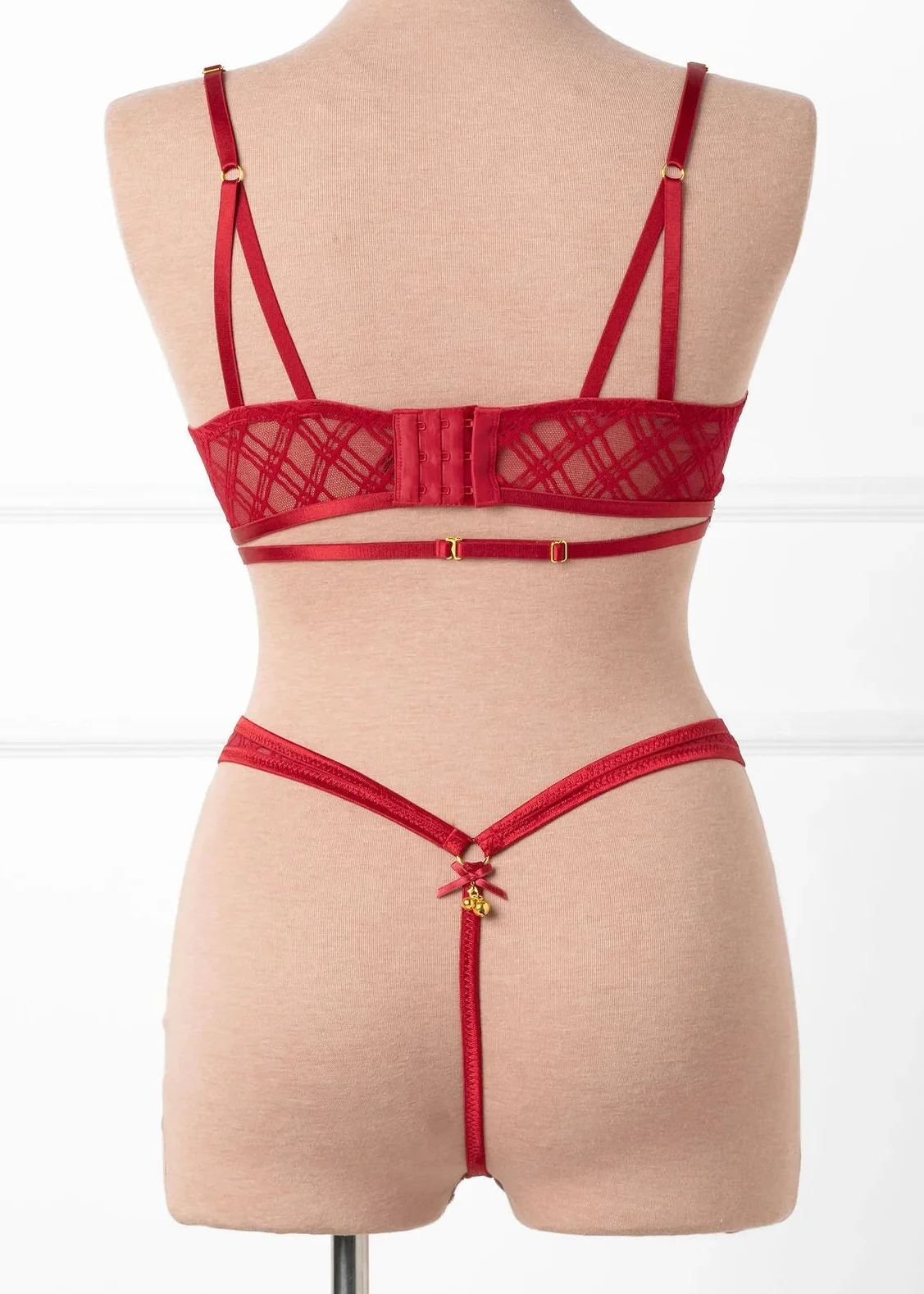 Midrise Mesh Charm Thong - Red - Image 3
