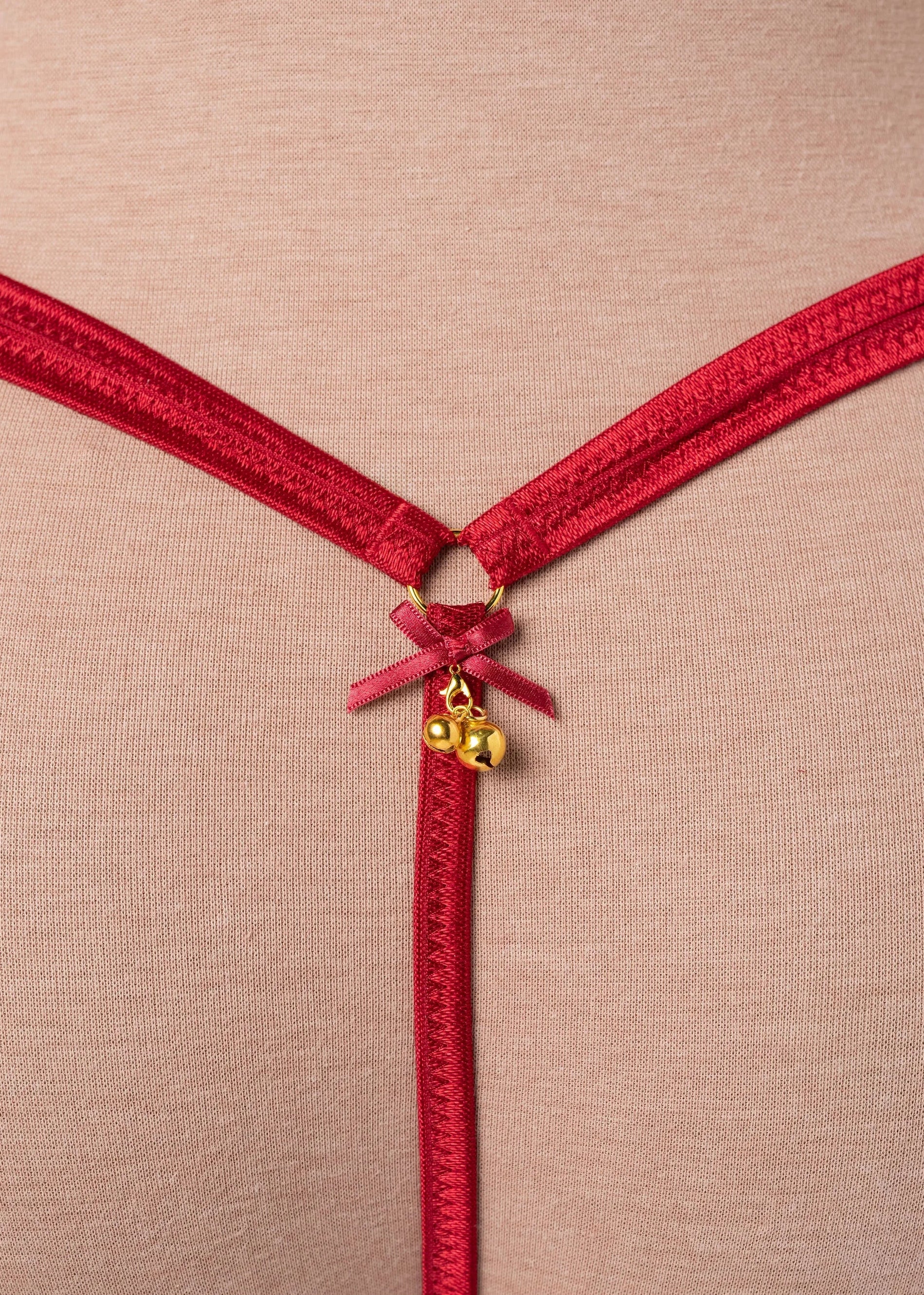 Midrise Mesh Charm Thong - Red - Image 7