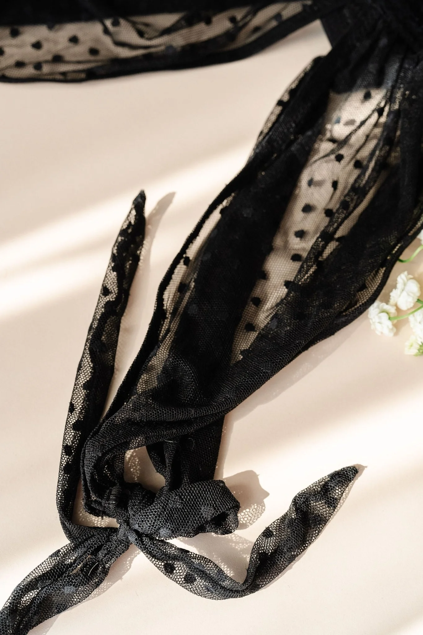 Polka Dot Mesh Babydoll - Black - Image 13