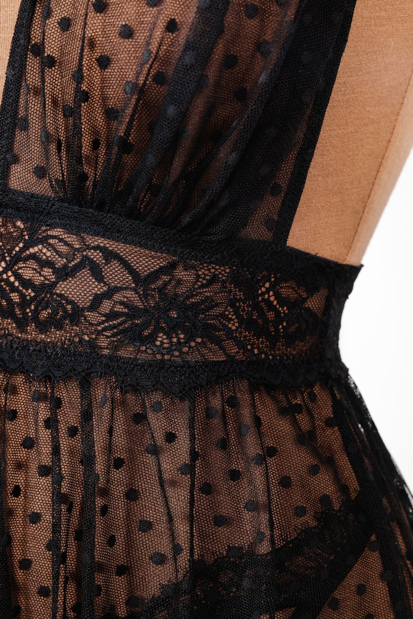 Polka Dot Mesh Babydoll - Black - Image 6