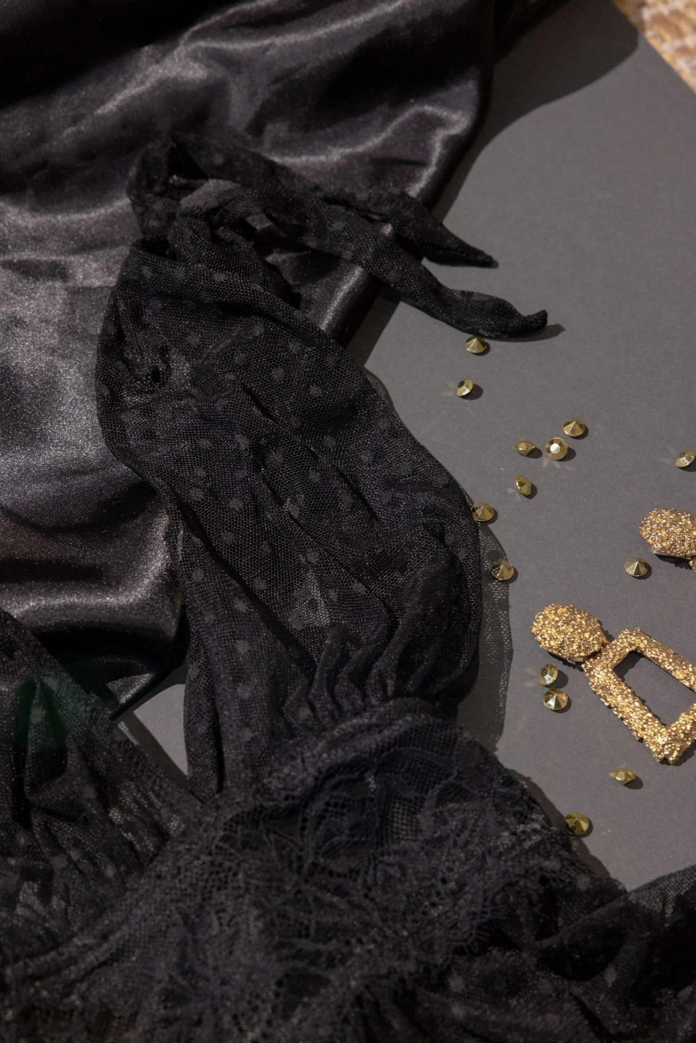 Polka Dot Mesh Babydoll - Black - Image 8