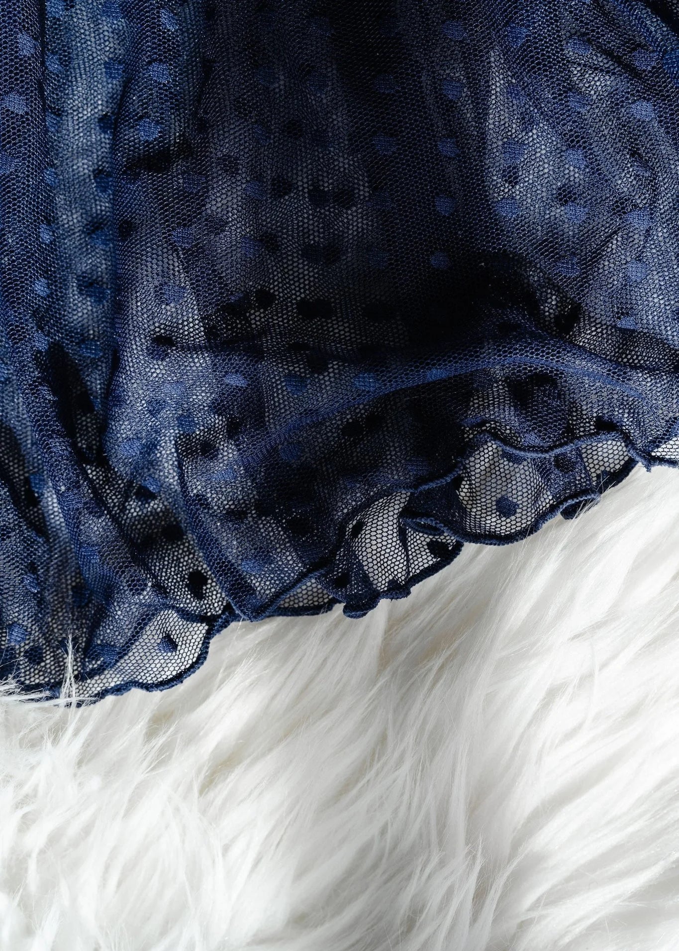 Polka Dot Mesh Babydoll - Navy - Image 11