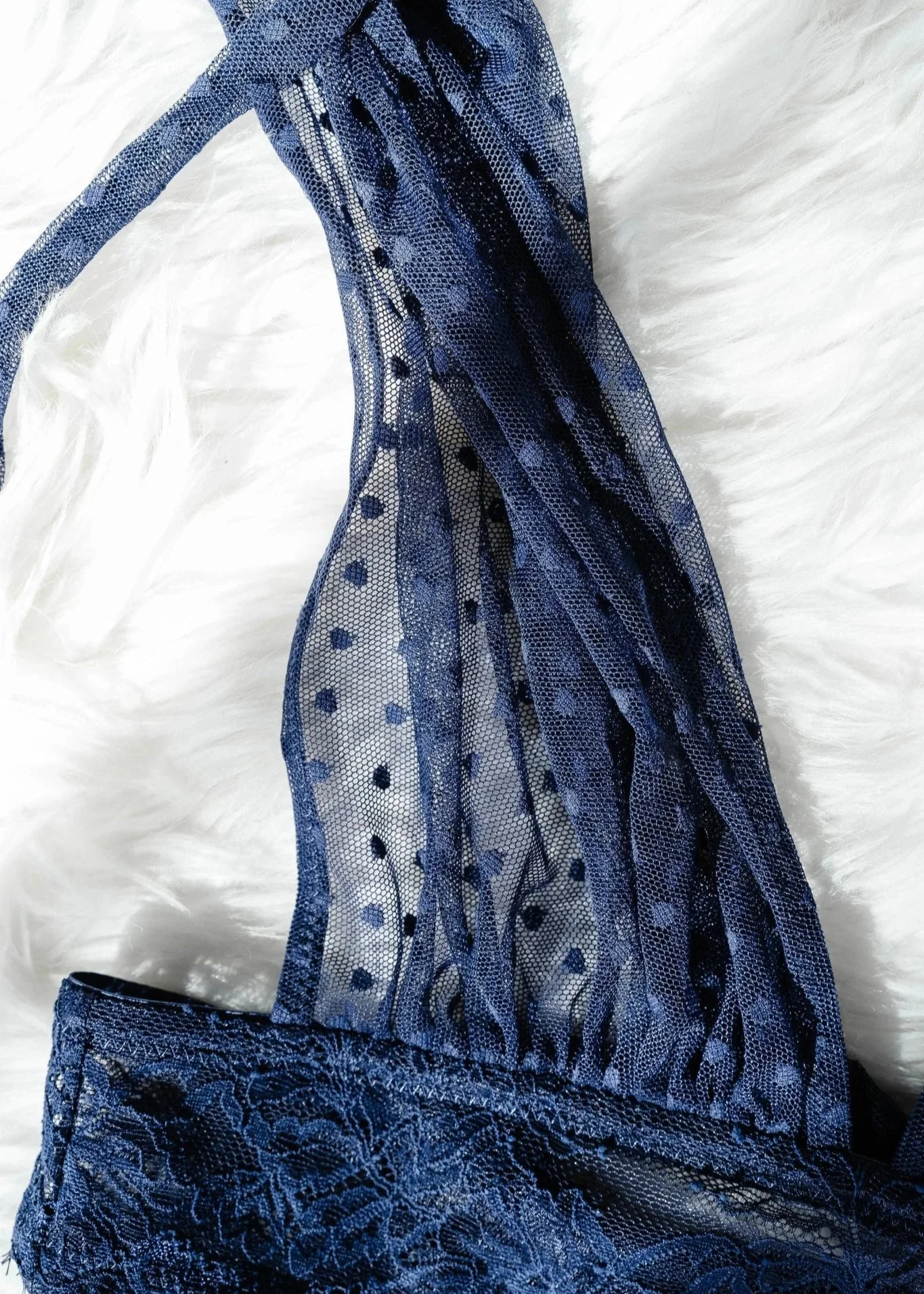 Polka Dot Mesh Babydoll - Navy - Image 14