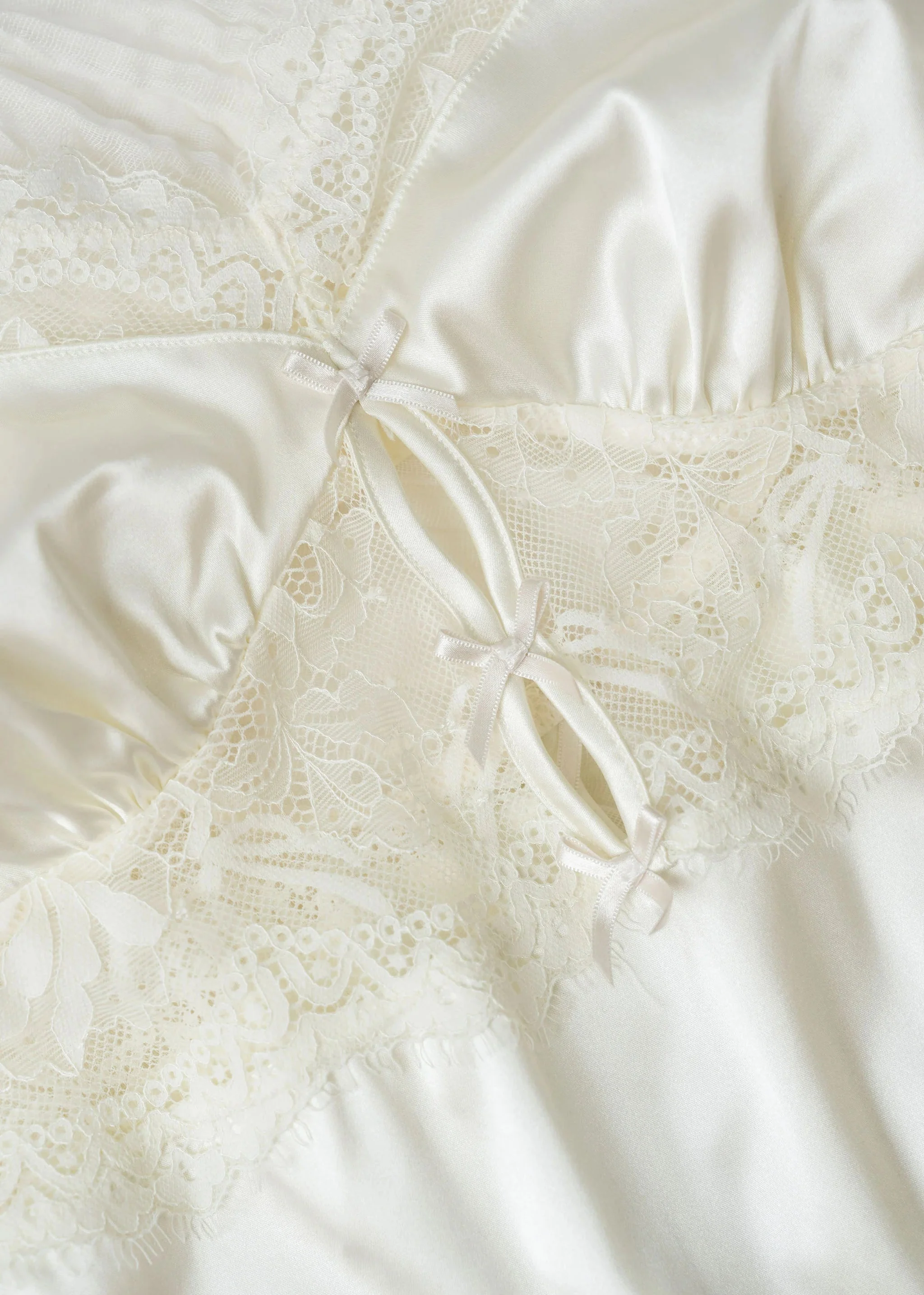 Satin & Eyelash Lace Slip - Pearl - Image 15