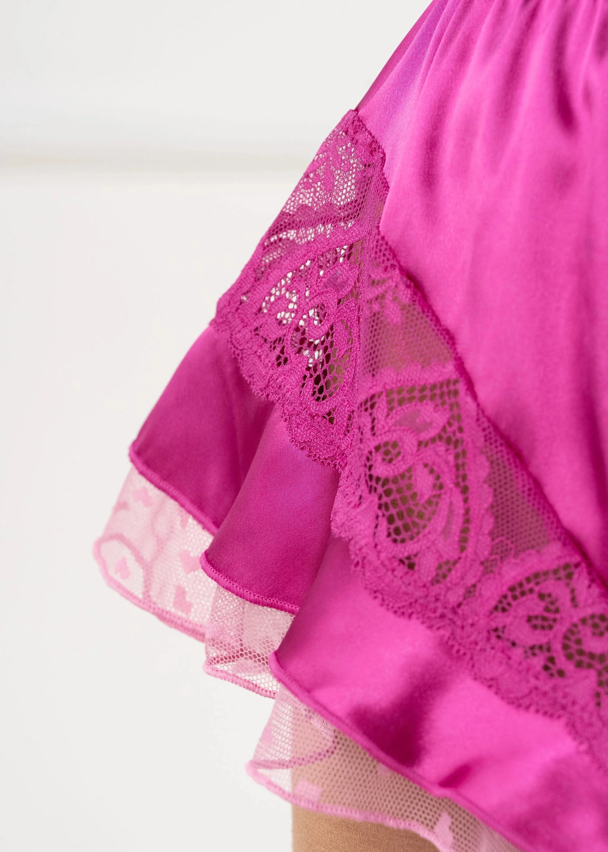 High Waist Satin Flutter Shorts - Fuchsia - Image 8