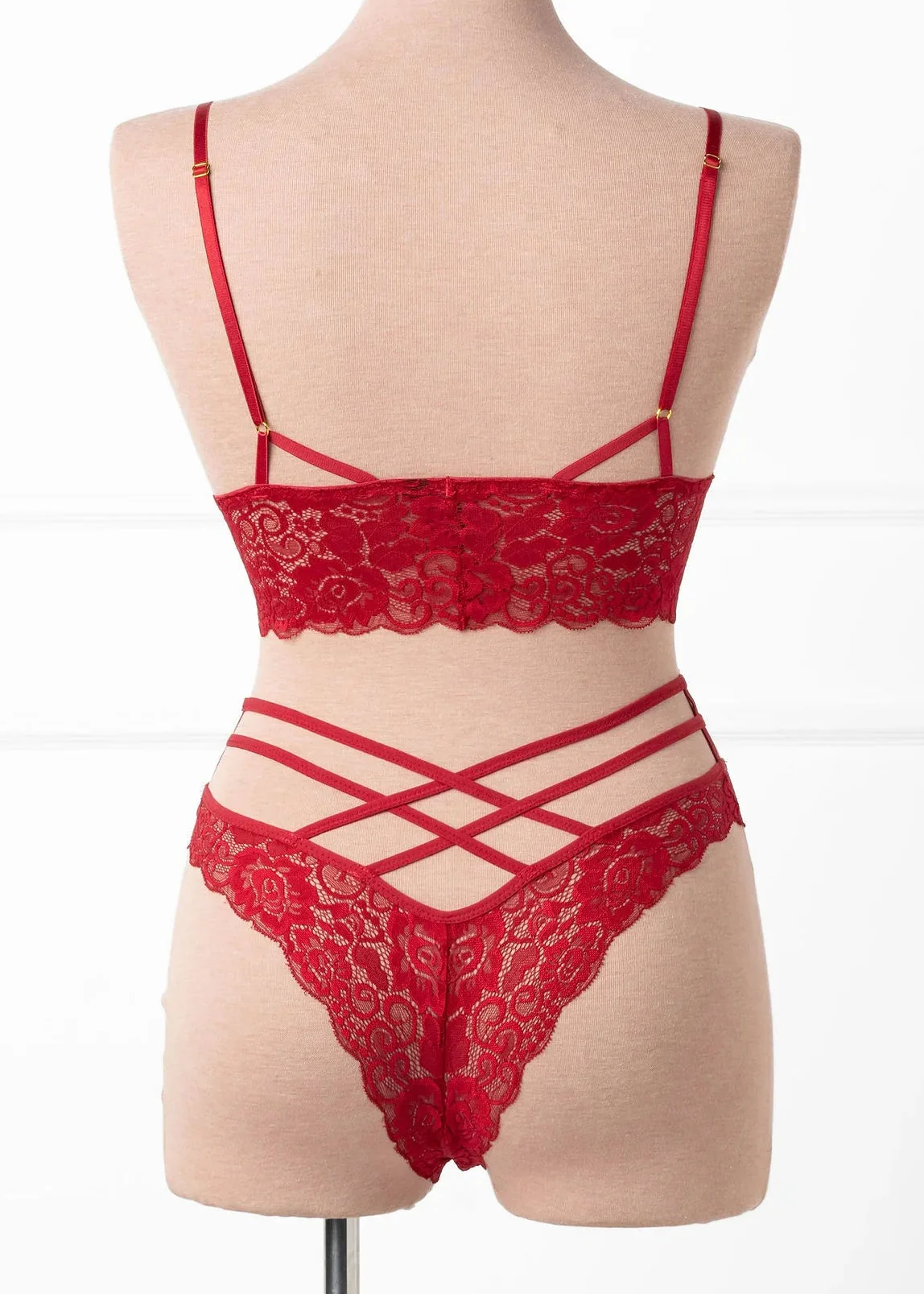 Strappy Crotchless Charm Panty - Red - Image 4