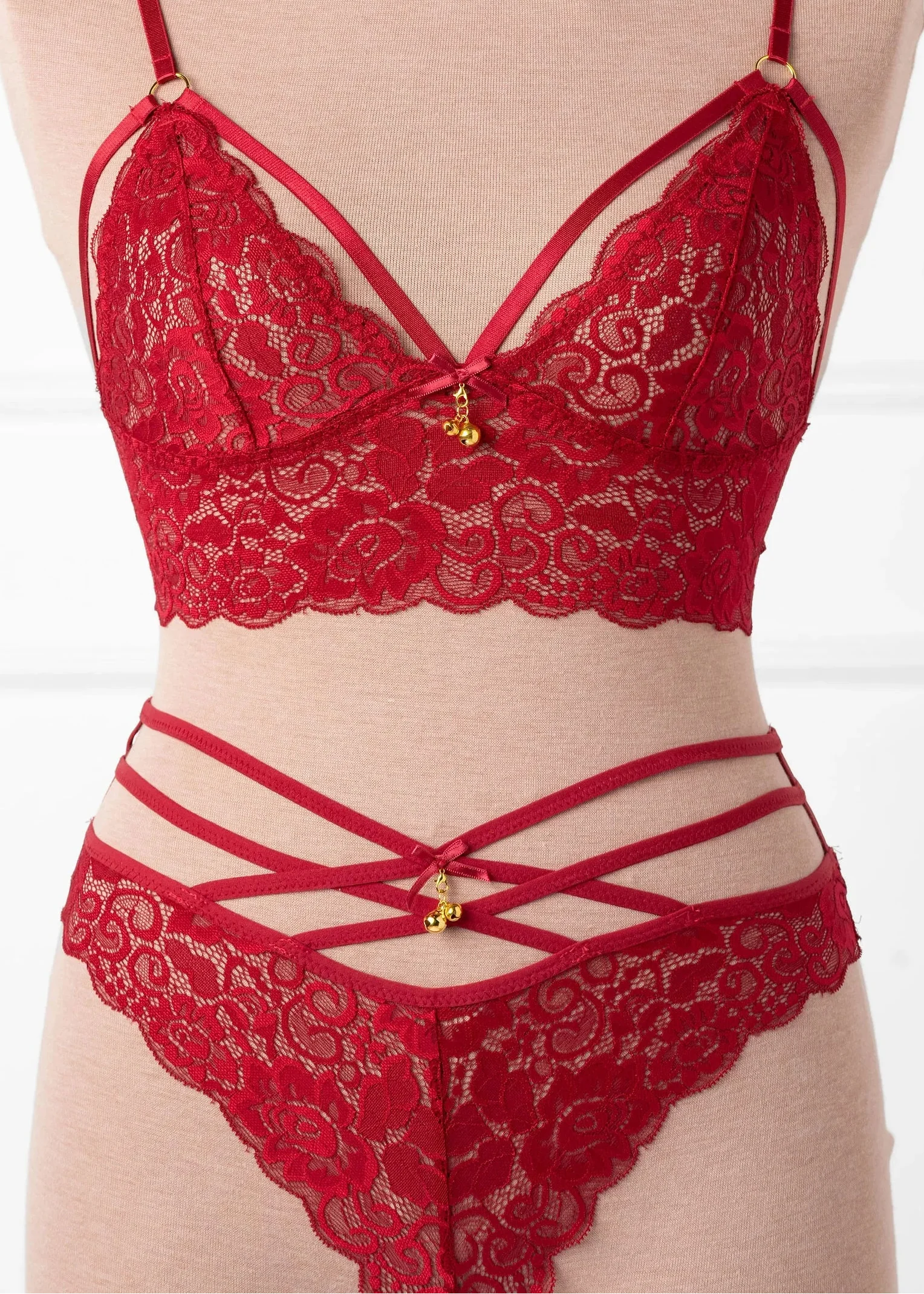 Strappy Crotchless Charm Panty - Red - Image 5