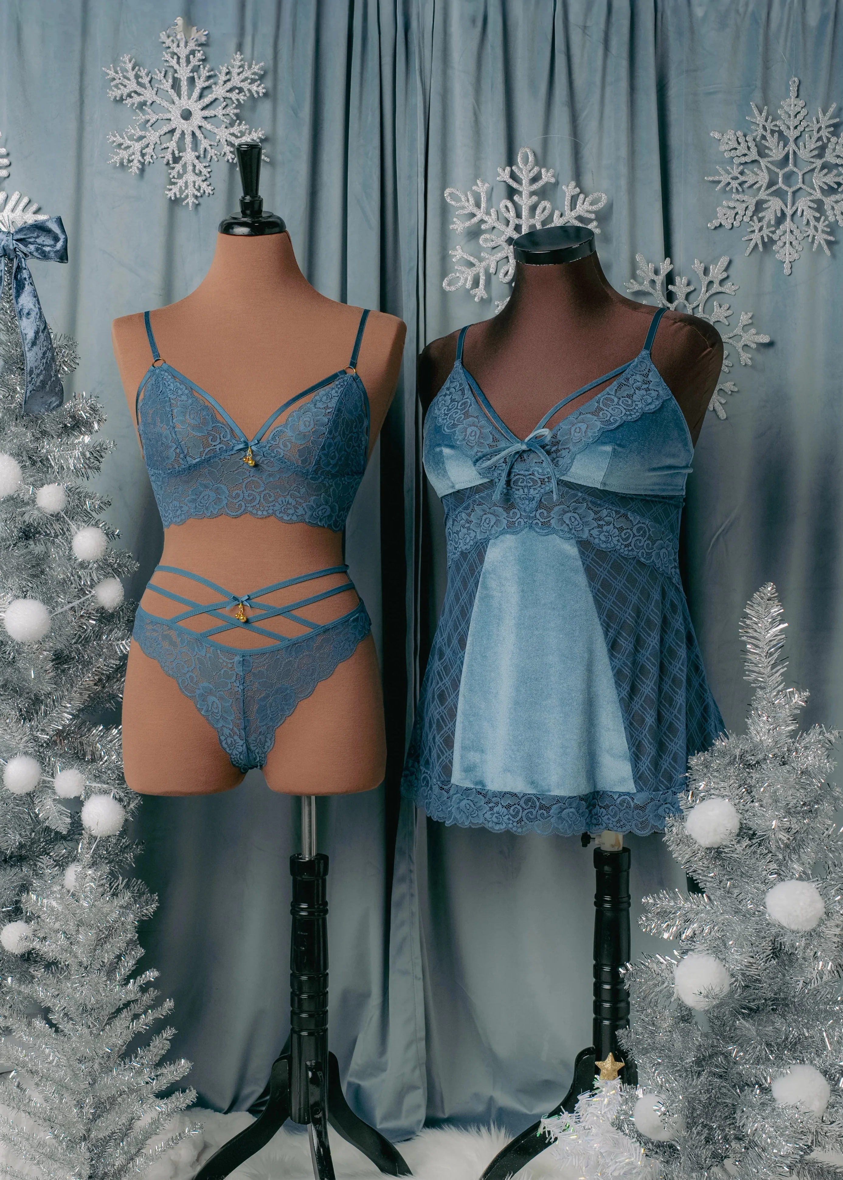 Strappy Crotchless Charm Panty - Retro Blue - Image 15