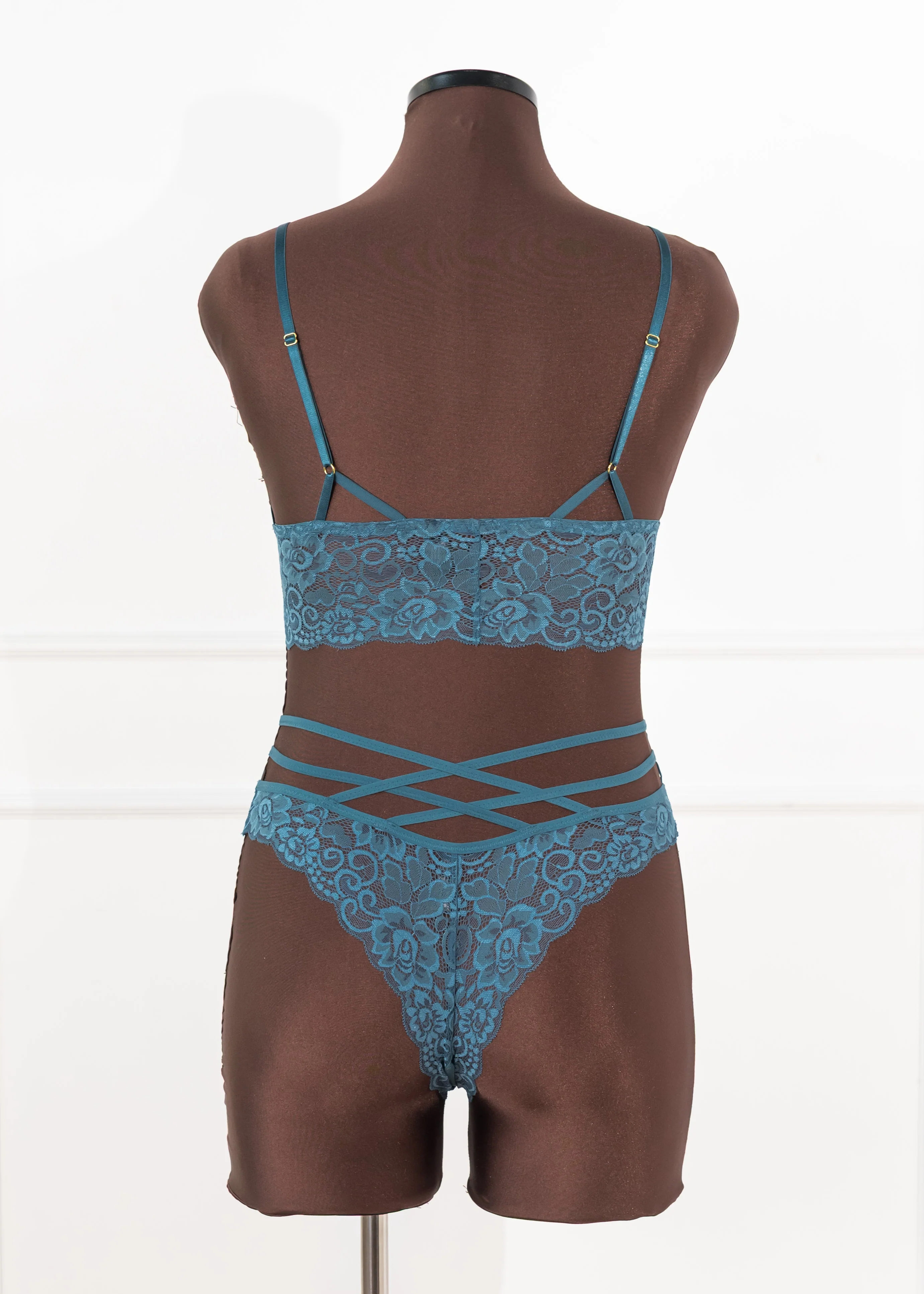 Strappy Crotchless Charm Panty - Retro Blue - Image 5