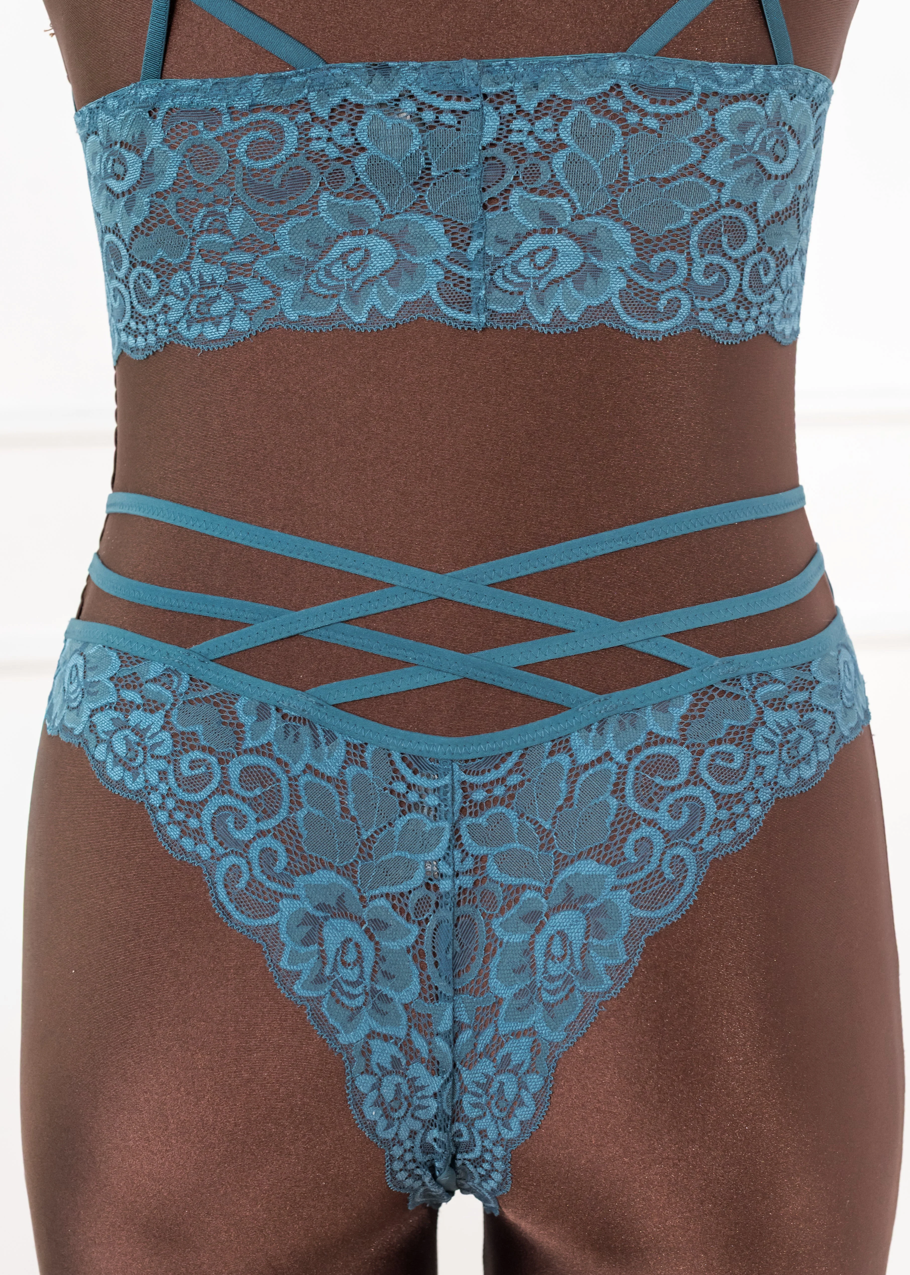 Strappy Crotchless Charm Panty - Retro Blue - Image 8