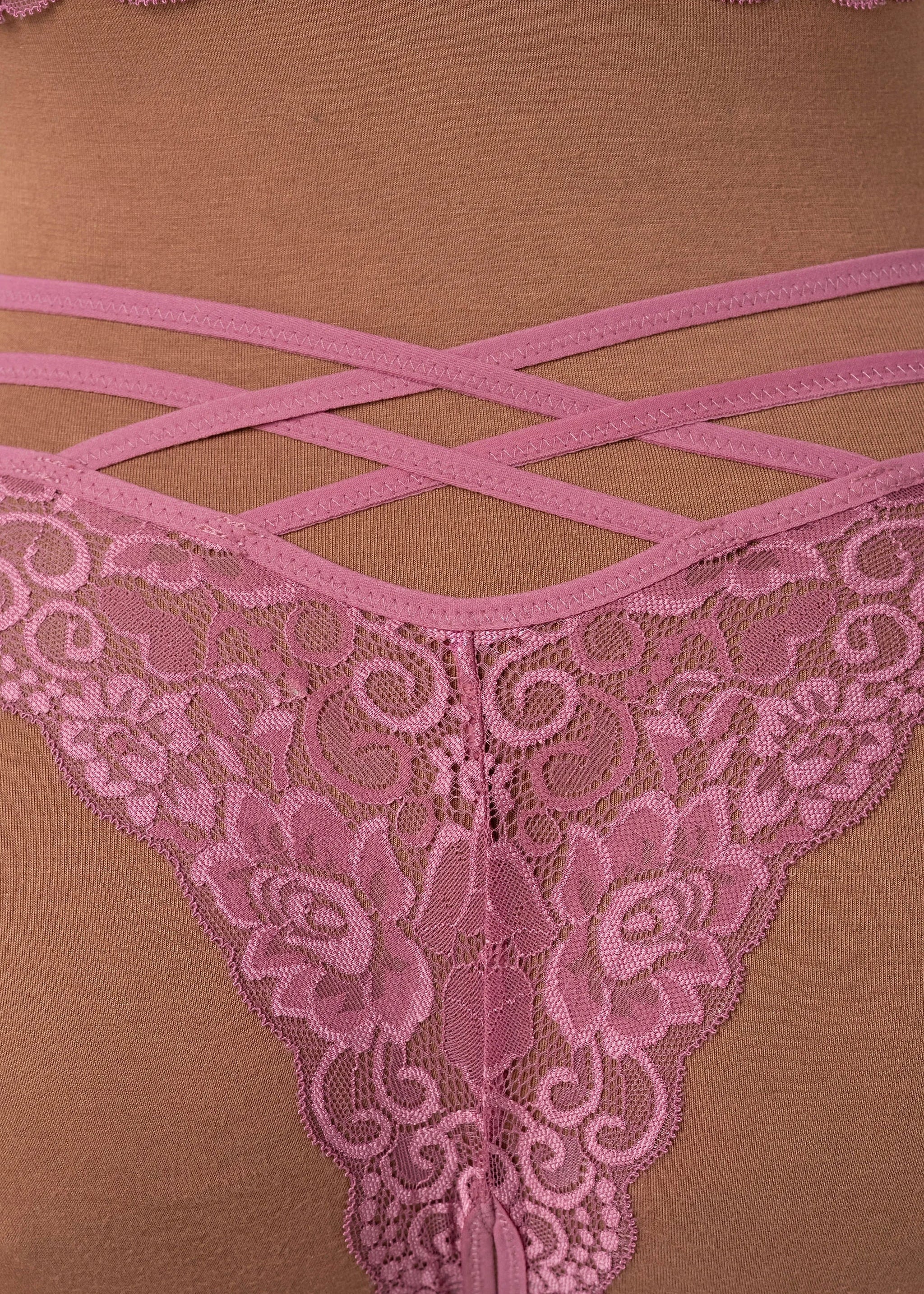 Strappy Crotchless Charm Panty - Sugarplum Pink - Image 10