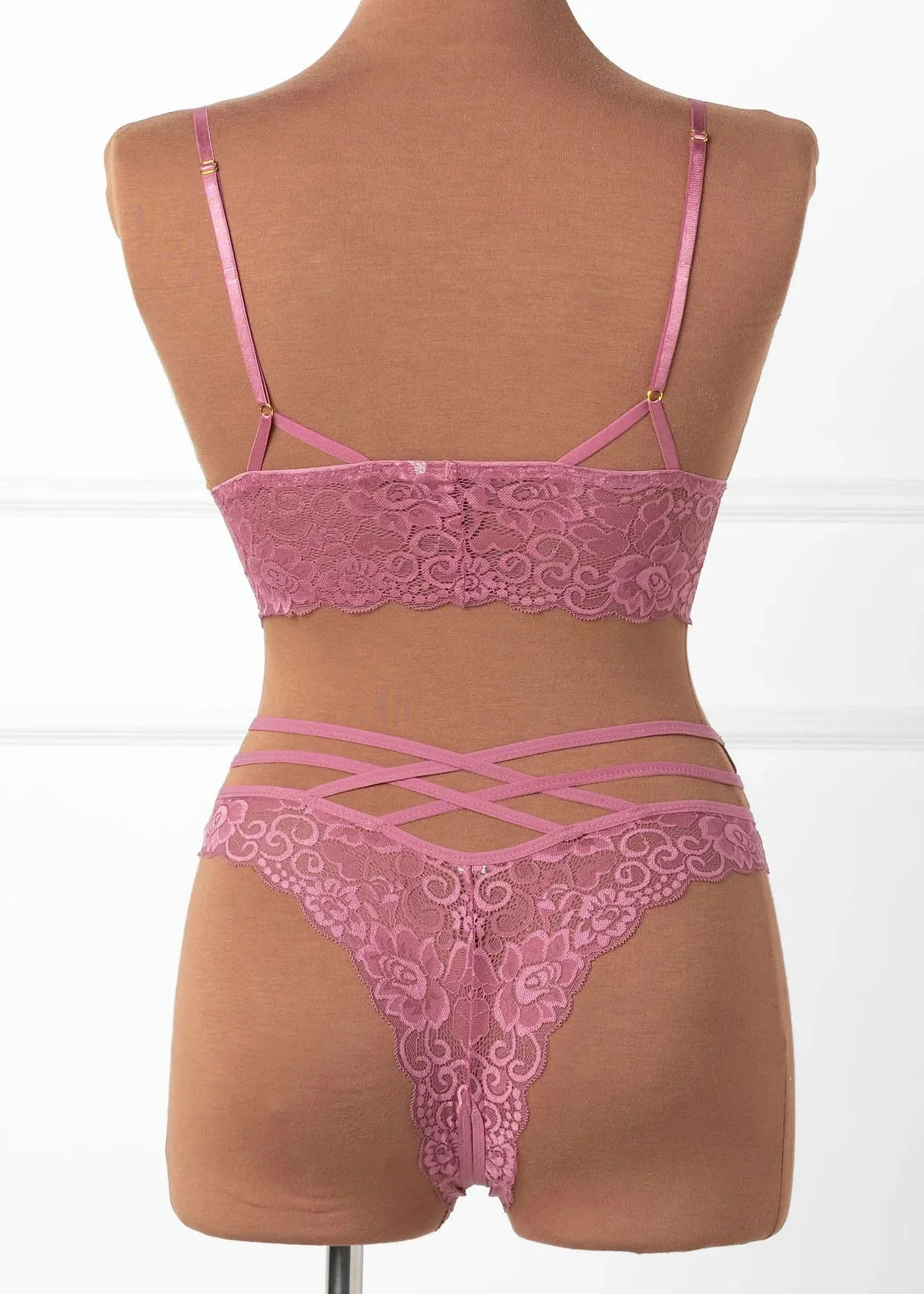 Strappy Crotchless Charm Panty - Sugarplum Pink - Image 6