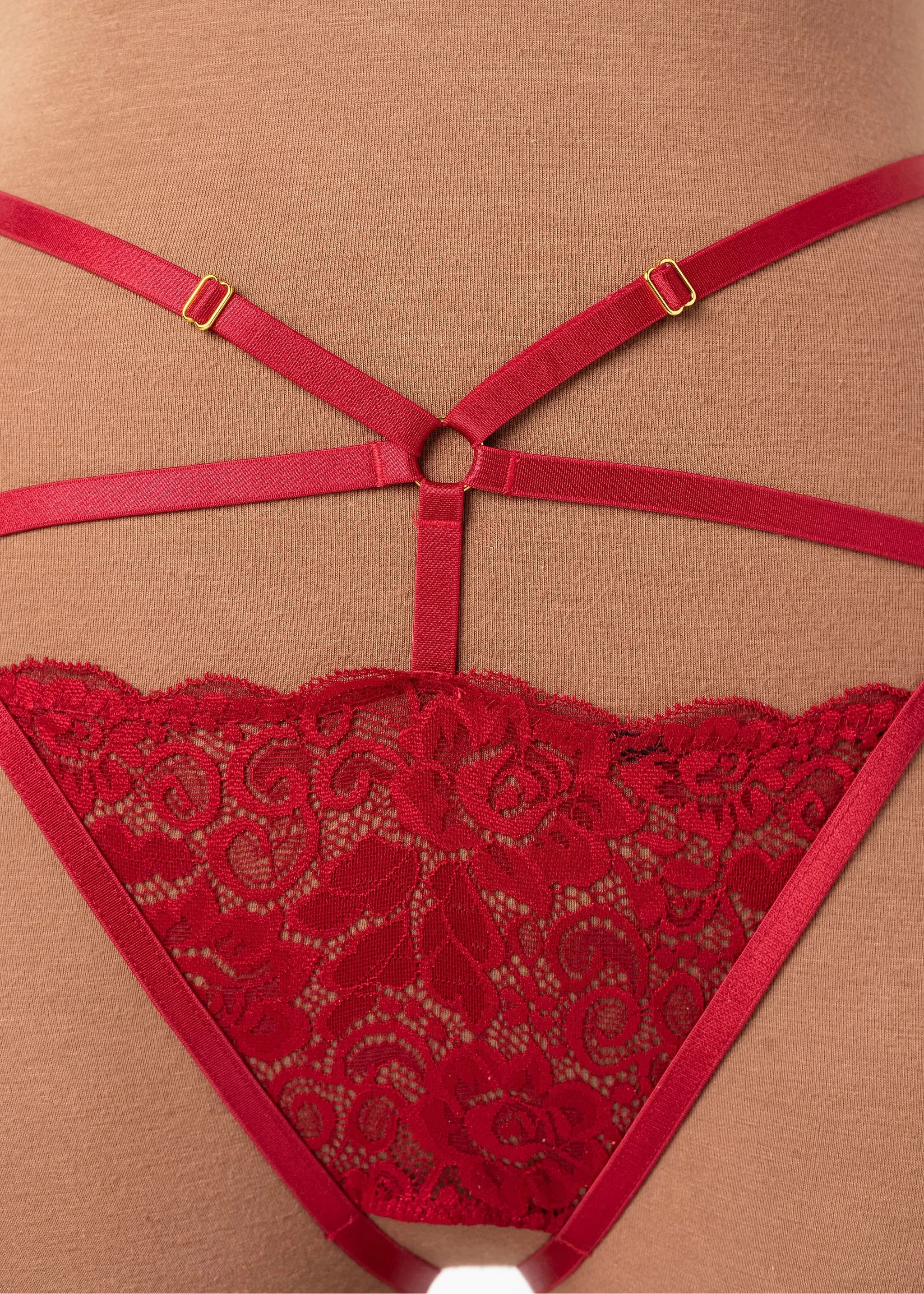Strappy Ouvert Charm Panty - Red - Image 5