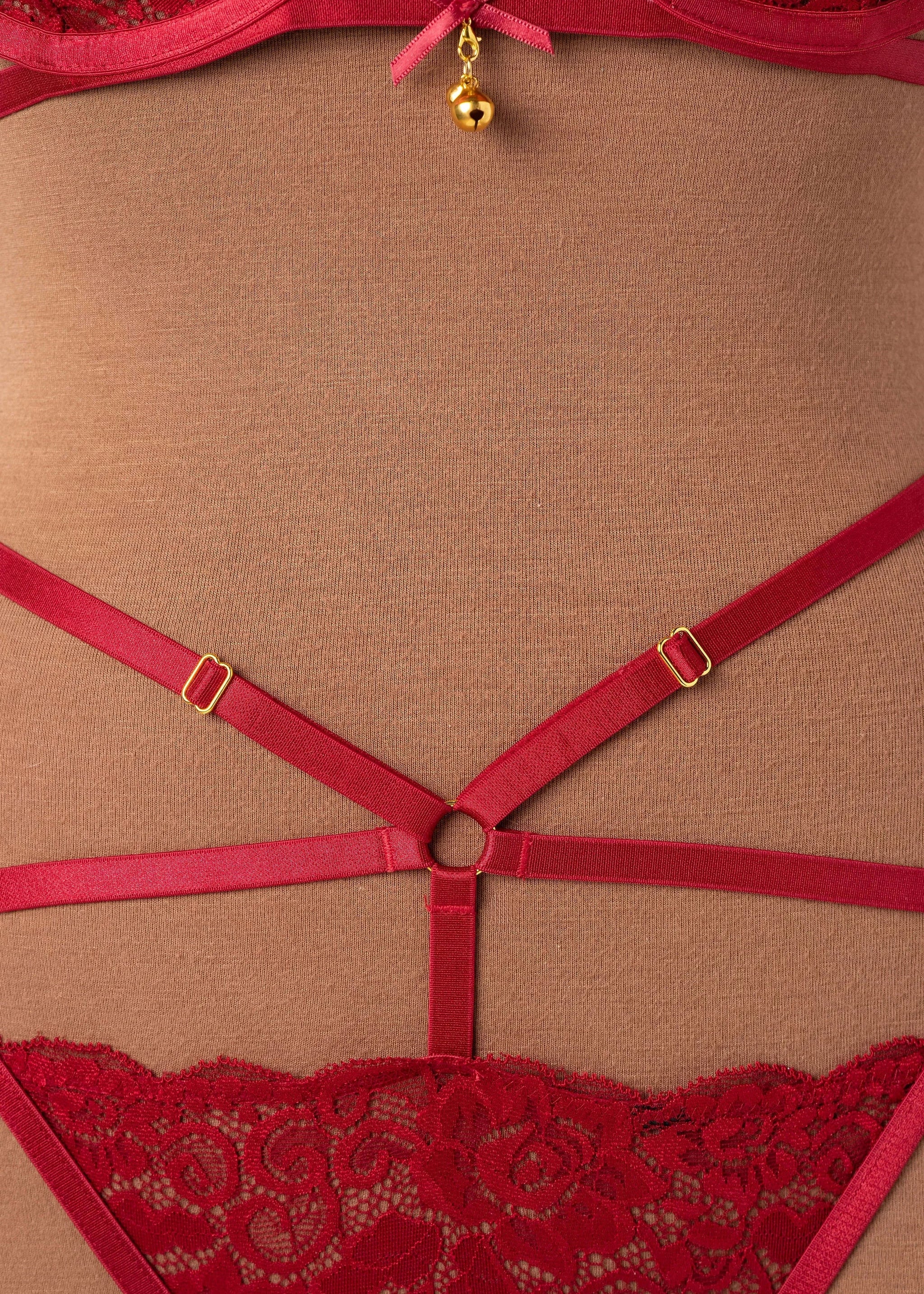 Strappy Ouvert Charm Panty - Red - Image 9