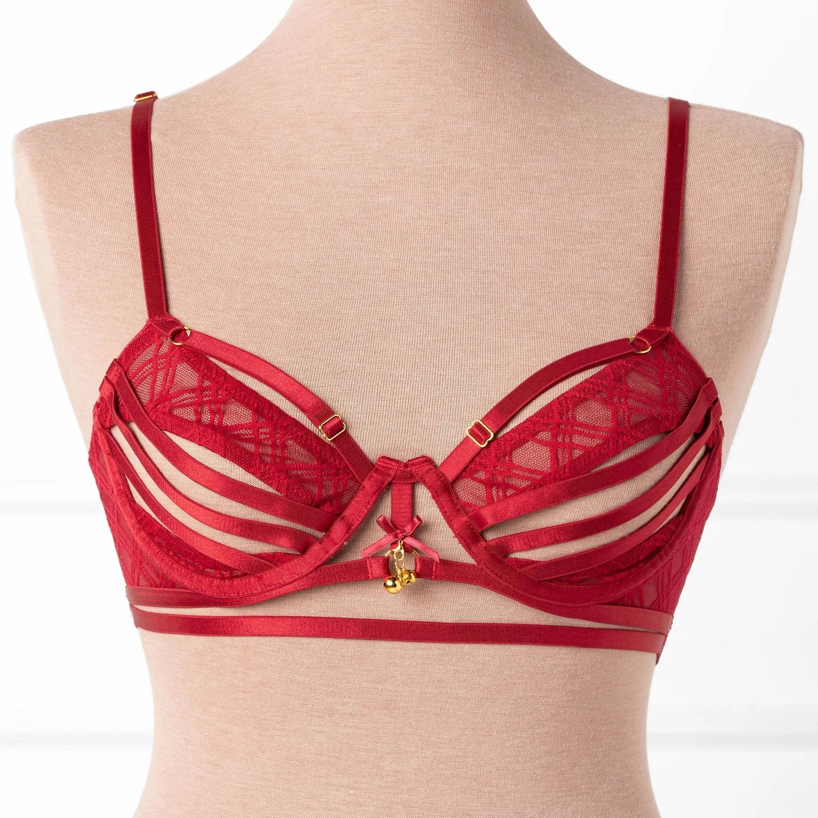 Strappy Underwire Charm Bralette - Red - Image 10