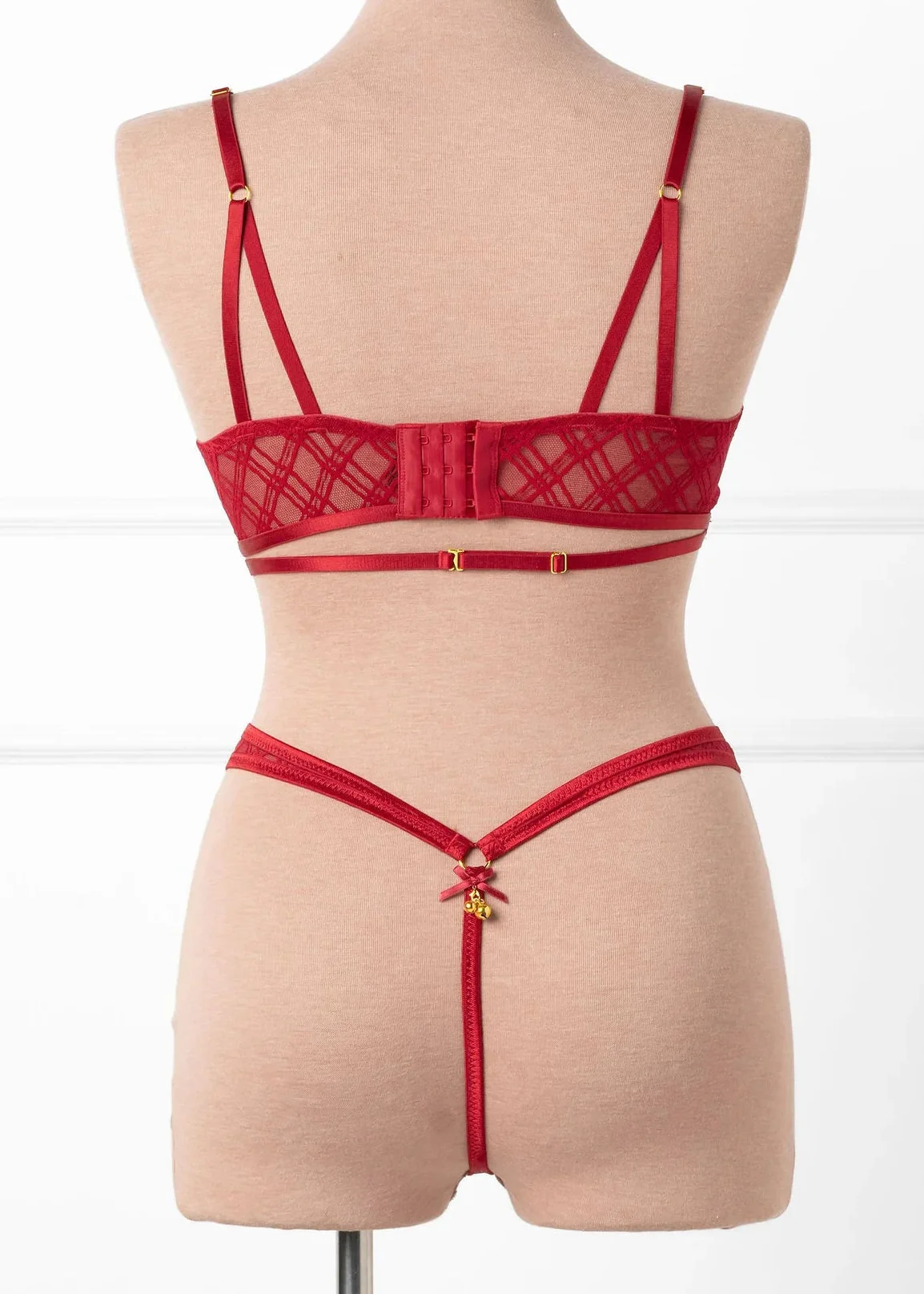 Strappy Underwire Charm Bralette - Red - Image 4