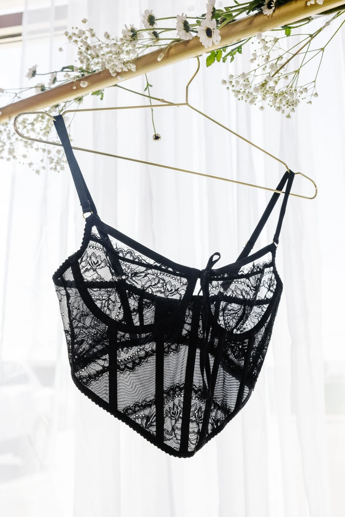 Lacy Underwire Corset - Black - Image 9